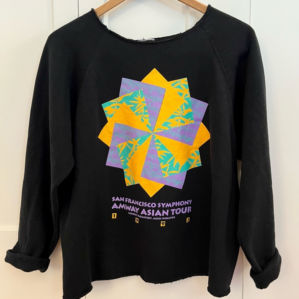 Vintage 1992 Black Graphic Sweatshirt with Colorful Design San Francisco Size M